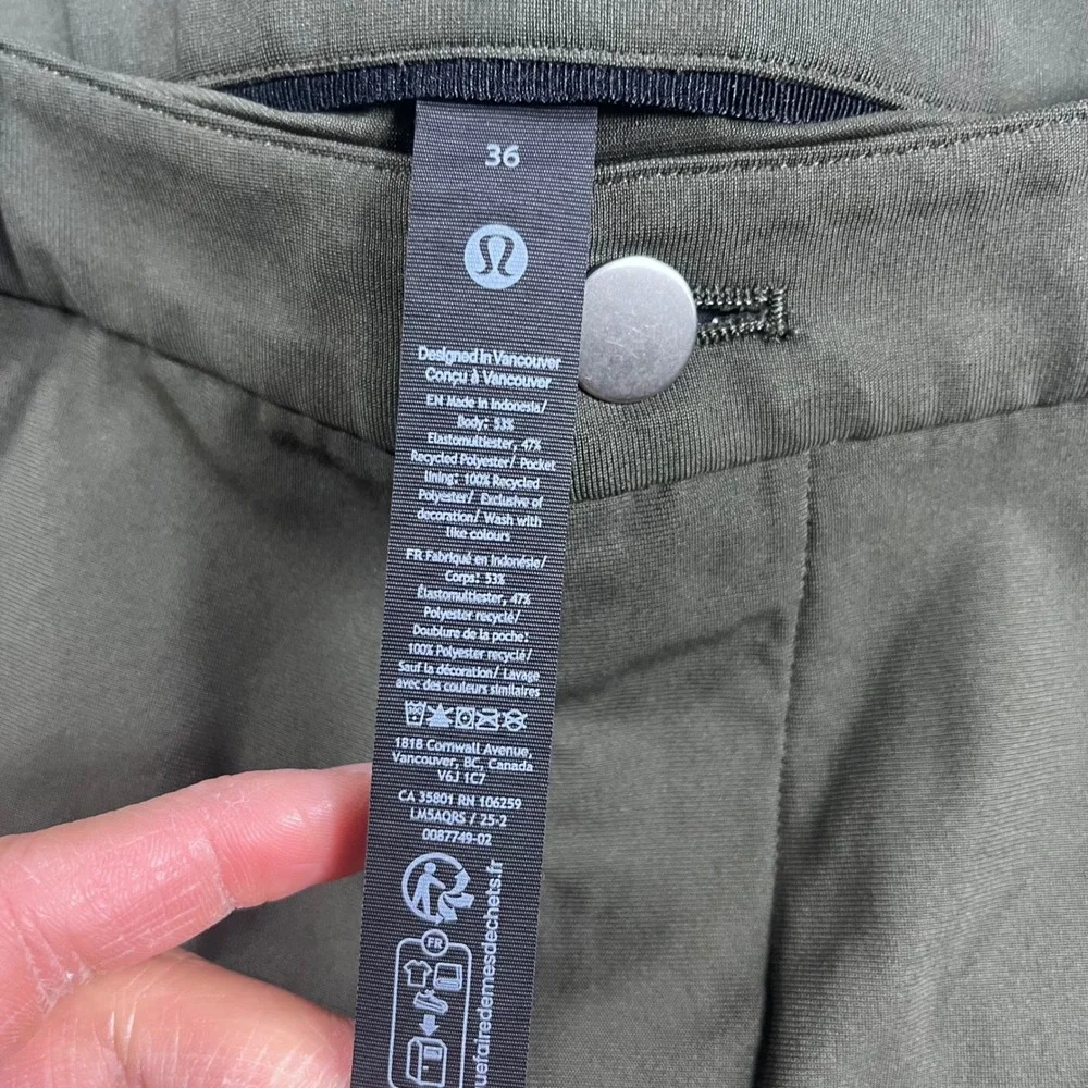 Lululemon ABC Pant Slim 36‎ Olive Green Warpstreme 5 Pocket Commuter Trousers